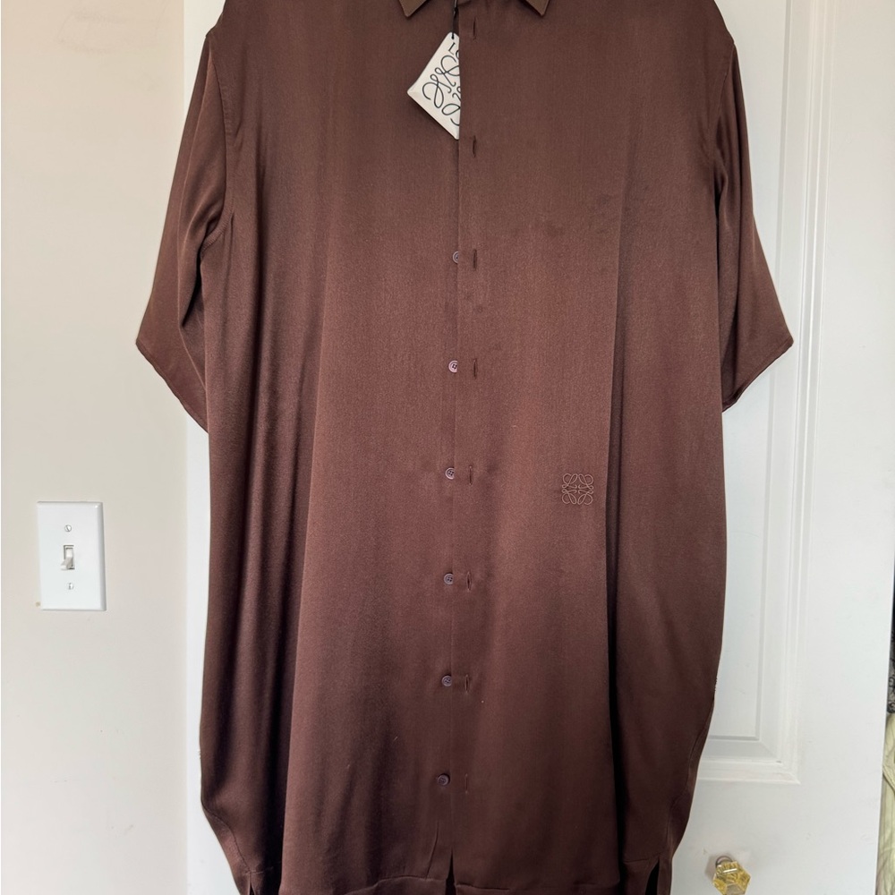 Loewe Brown Women's Casual Button-Down silk dress
